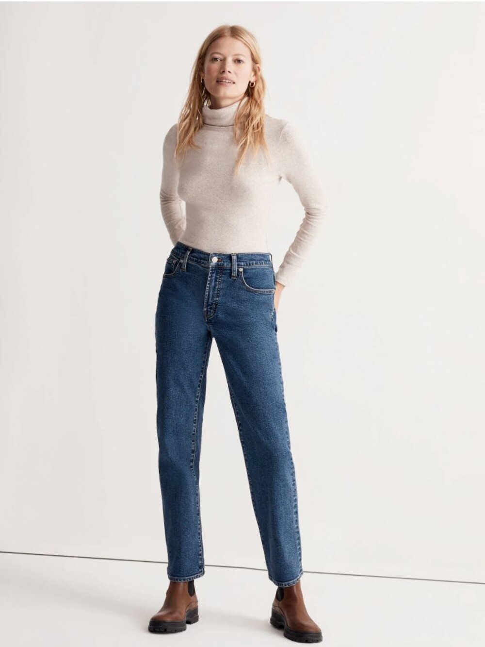 Madewell Tall Perfect Vintage Straight Jean in Bright Indigo Wash: Cozy Edition